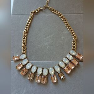 J. CREW Gold Tone Double Row Rhinestone Brulee Necklace